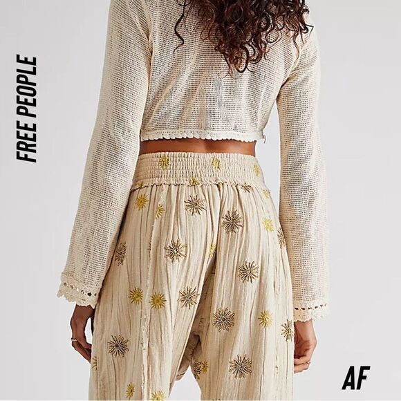 FREE PEOPLE BEACH ROCKER EMBELLISHED HAREM PANTS NWT LARGE - Picture 4 of 9